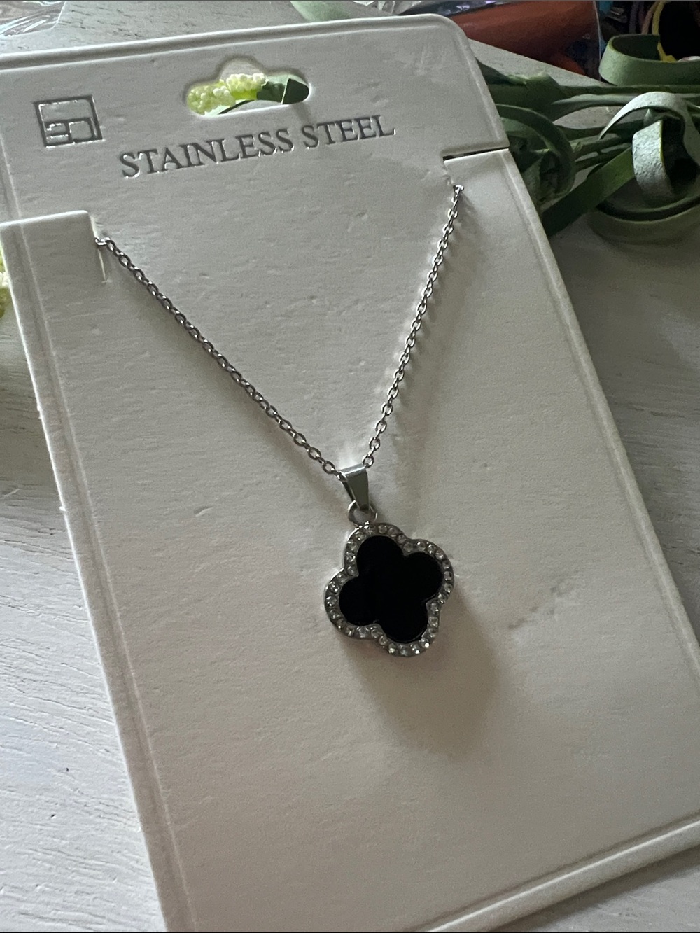 Stainless Steel black clover necklace